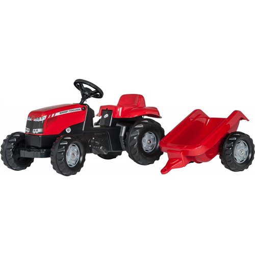 Tractor-a-pedales-Massey-Ferguson-remolque- Rollykid-012305-Rollytoys-agridiver-rojo